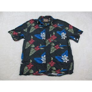 Bruno Shirt Mens Extra Large Black Floral Rayon Button Up Hawaiian Casual *